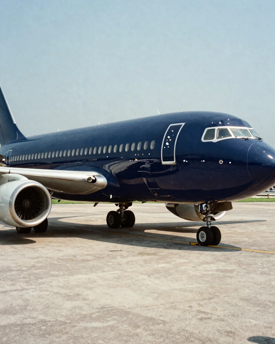 Close daylight view of a corporate aircraft airframe in a Thailan